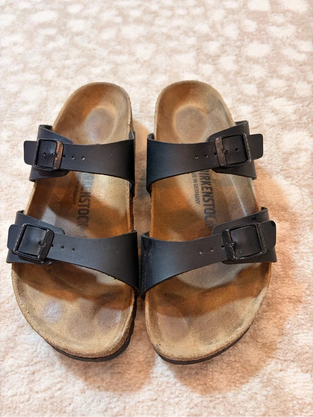 Birkenstock Black Two-Strap Arizona Sandals with Buckles - Picture 1 of 9